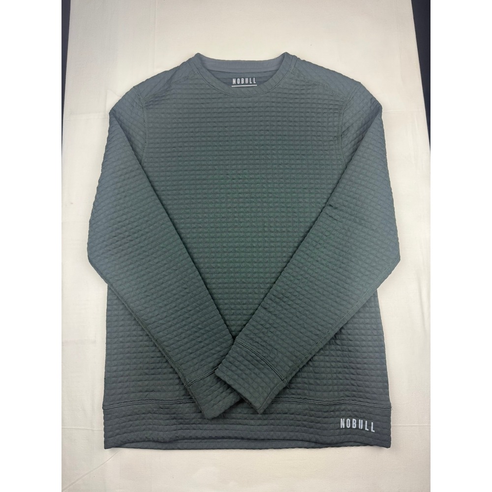 NoBull Quilted T-Shirt Medium Green Long Sleeve Crew Neck Training Top